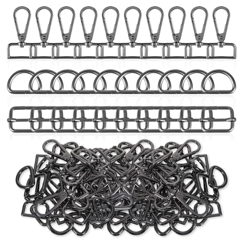 Karabinerhaken aus Metall, drehbar, D-Ringe, Geldbörsen-Hardware für Taschen, Geldbörsenriemen, Hardware, Push-Tor, Karabinerhaken für Bastelarbeiten, Schlüsselanhänger, Geldbörse, Handtasche, Schwarz Karabinerhaken aus Metall, drehbar, D-Ringe, Geldbörsen-Hardware für Taschen, Geldbörsenriemen, Hardware, Push-Tor, Karabinerhaken für Bastelarbeiten, Schlüsselanhänger, Geldbörse, Handtasche, Schwarz von Heygueo
