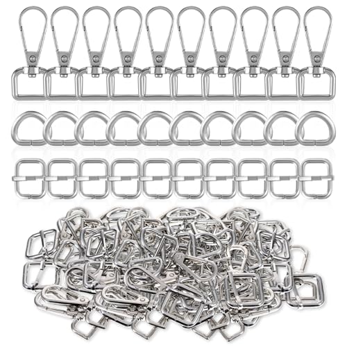 Karabinerhaken aus Metall, drehbar, D-Ringe, Geldbörsen-Hardware für Taschenherstellung, Geldbörsenriemen, Hardware, Push-Tor, Karabinerhaken, Trigger-Clips für Bastelarbeiten, Schlüsselanhänger von Heygueo