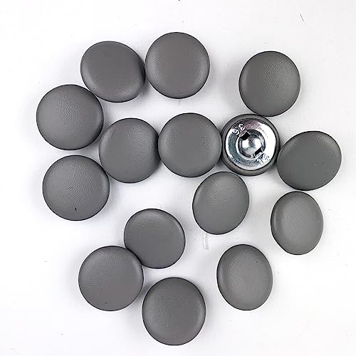 Heyiwell 15 runde Knöpfe mit Lederüberzug mit Metallschaft für Brautkleider, Hemden, Kleider, DIY, Nähen, Handwerk (grau, 23 mm) von Heyiwell
