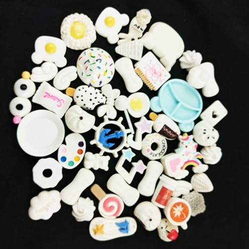 Heyiwell 50 Stück gemischte Harz-Schleim-Charms, Kawaii-Perlen mit flacher Rückseite, für Bastelarbeiten, Haarspangen, Haarschleifen, Handyhüllen, Ornamente, Scrapbooking von Heyiwell
