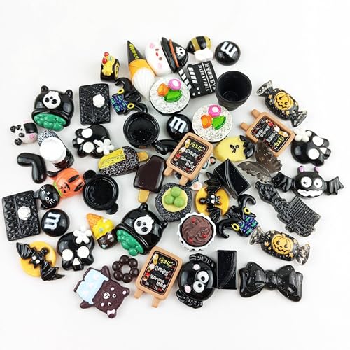Heyiwell 50 Stück gemischte Harz-Schleim-Charms, Kawaii-Perlen mit flacher Rückseite, für Bastelarbeiten, Haarspangen, Haarschleifen, Handyhüllen, Ornamente, Scrapbooking von Heyiwell