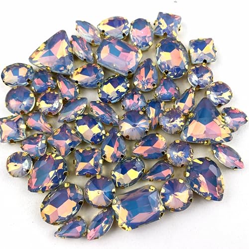 Heyiwell Goldfarbene Krallenfassung, 50 Stück/Beutelformen, gemischt, klar und Jelly Candy AB Glaskristall zum Aufnähen, für Hochzeitskleid, Basteln, 5 mm ~ 18 mm, Grau Heyiwell Goldfarbene Krallenfassung, 50 Stück/Beutelformen, gemischt, klar und Jelly Candy AB Glaskristall zum Aufnähen, für Hochzeitskleid, Basteln, 5 mm ~ 18 mm, Grau von Heyiwell
