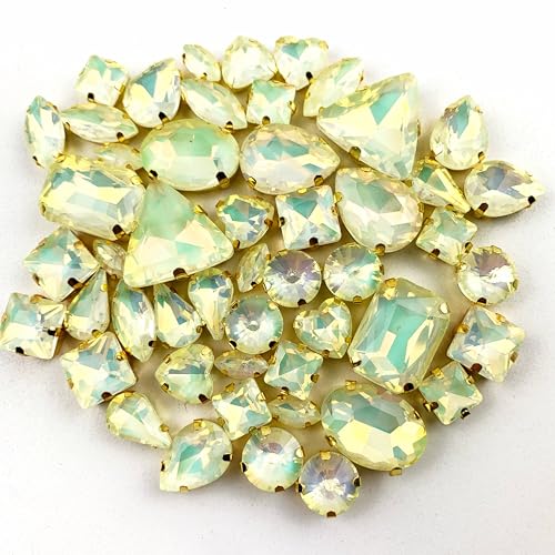 Heyiwell Goldfarbene Krallenfassung, 50 Stück/Beutelformen, gemischt, transparent und Jelly Candy AB Glaskristall zum Aufnähen, für Hochzeitskleid, Basteln, 5 mm ~ 18 mm, Hellgelb Heyiwell Goldfarbene Krallenfassung, 50 Stück/Beutelformen, gemischt, transparent und Jelly Candy AB Glaskristall zum Aufnähen, für Hochzeitskleid, Basteln, 5 mm ~ 18 mm, Hellgelb von Heyiwell