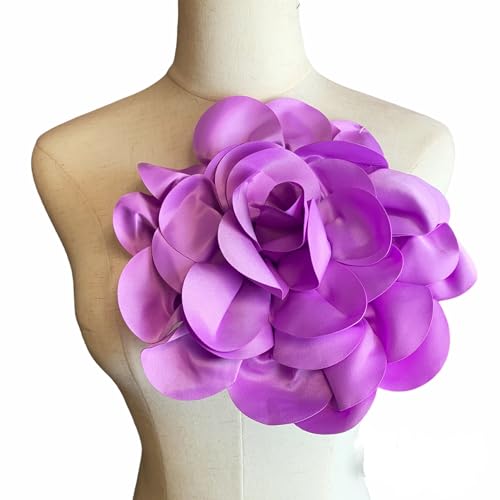 Heyiwell Große Satin-Stoffblume für Brosche, Hochzeit, Party, Tanzkleid, Anzug, Kleidung, Kopf, Haar-Accessoires, DIY-Dekoration, 24 cm, Lavendel Heyiwell Große Satin-Stoffblume für Brosche, Hochzeit, Party, Tanzkleid, Anzug, Kleidung, Kopf, Haar-Accessoires, DIY-Dekoration, 24 cm, Lavendel von Heyiwell
