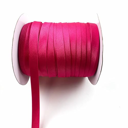 Heyiwell Schrägband aus Satin, doppelt gefaltet, 1,27 cm, zum Nähen, Säumen, Quilten, Paspeln, Cheongsam-Dekoration, Bekleidungsnähte, 45 m, Rosenrot von Heyiwell