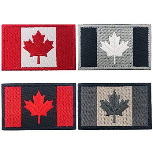 4 Stück Kanada-Flagge-Patches, kanadische Flagge, 8,9 x 5,1 cm Patches Moral Military Uniform Emblem Patch Bügelbild für taktische Rucksäcke, Taschen, Kleidung, Jacken, Hüte von Heyqie