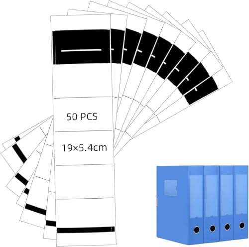 Heyumybit Ordner Etiketten,50 Stück Selbstklebend Breit Ordnerrücken Aufkleber,Weiß Ordner Beschriftung Ordneretiketten Währung für Büro,Bibliothek,Archivierung 5.4 * 19cm Self Adhesive Spine Labels von Heyumybit