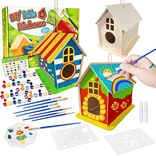 DIY Vogelhaus Bausatz für Kinder, Spielzeug Geschenke für Alter 3 4 5 6+ Jahre alt Jungen Mädchen, 3 Stück Super große Basteln Holz Vogelhaus zu Bauen und Malen, Holz Vogelhaus Puzzle Machen Set von Heyzeibo