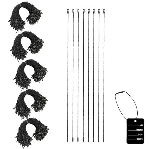 1000 Stück Kleidung Anhänger Schnur Kleidung Tag Seil Nylonschnur für Hängeetiketten Fallumbau Befestigungen Label Hängenden Seil String Snap Locks Pin Sicherheitsschleife (Schwarz 2) von Hezhou