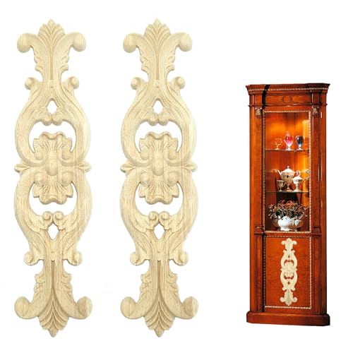 Hezhou 2 Stück holzornamente für möbel ornamente für möbel holz ornamente holzornamente für möbel Kann an Wänden, Türen, Schränken, Fenstern, Spiegeln und Kaminen angebracht werden (Stil 3) von Hezhou