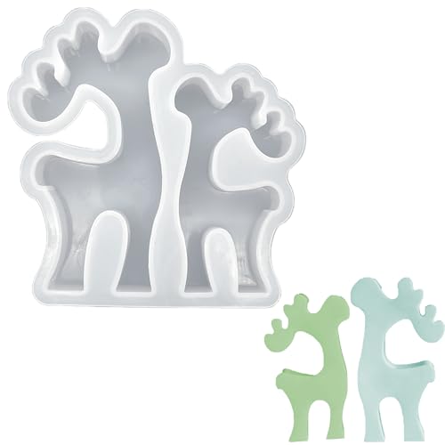 Hezhou Kerzen Silikonform Weihnachten Kerzenform 3D-Weihnachtskerzenform Für Elch Elchkerzenform DIY Handgemachtes Kerzen Gießformen Kerzengießform Für Duftkerzen, Seifen, Süßigkeiten (Weiß C) von Hezhou