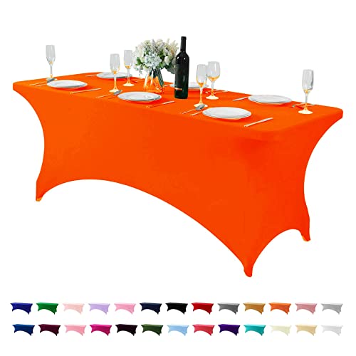 Elastan-Tischdecke für 1,8 m oder 1,8 m Tischdecke, elastisch, universal, verstellbar, für Partys, Bankette, Hochzeiten, Events, Neonorange Elastan-Tischdecke für 1,8 m oder 1,8 m Tischdecke, elastisch, universal, verstellbar, für Partys, Bankette, Hochzeiten, Events, Neonorange von Hezuzo