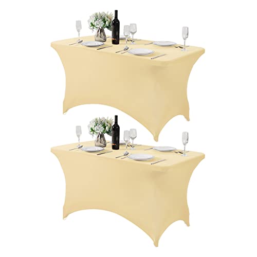 Hezuzo Spandex-Tischdecke für 1,8 m oder 2,4 m, universelle Stretch-Tischdecke für Party, Bankett, Hochzeit und Veranstaltungen, 2 Stück von Hezuzo