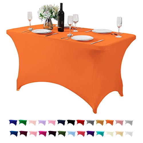 Hezuzo Spandex-Tischdecke für 122 cm große Tische, universell, dehnbar, für Party, Bankett, Hochzeit und Veranstaltungen, Orange von Hezuzo