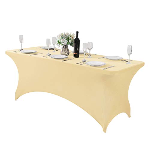 Spandex-Tischdecke für 1,8 m Tisch, universell, dehnbar, für Partys, Bankette, Hochzeiten und Veranstaltungen, Champagner von Hezuzo