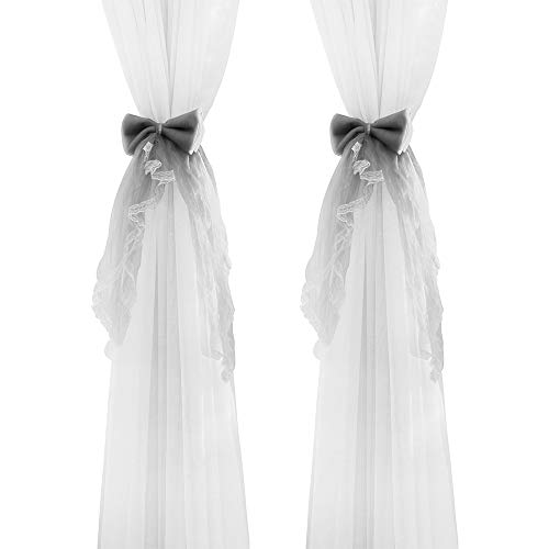 Vorhang-Raffhalter mit Schleife, süße Spitze, Vorhanghalter, Schnallen für Zuhause, dekorativ, Grau, 2 Stück Vorhang-Raffhalter mit Schleife, süße Spitze, Vorhanghalter, Schnallen für Zuhause, dekorativ, Grau, 2 Stück von Hggzeg