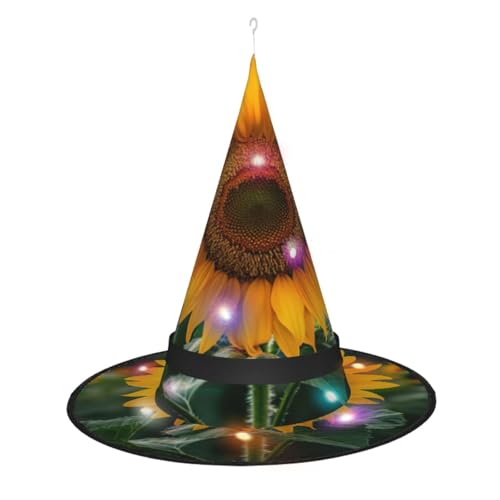 Hgvcse Halloweenbeautiful Sonnenblumen-Hexenhut, Party, LED-Stureple, Kostüm, Zubehör, Weihnachten, Geburtstag, faltbar, spitz Hgvcse Halloweenbeautiful Sonnenblumen-Hexenhut, Party, LED-Stureple, Kostüm, Zubehör, Weihnachten, Geburtstag, faltbar, spitz von Hgvcse