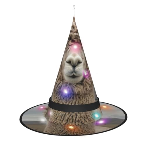 Hgvcse Halloweeni Love Alpakas Hexenhut Party Led Steeple Top Kostüm Zubehör Weihnachten Geburtstag Faltbar Spitz von Hgvcse