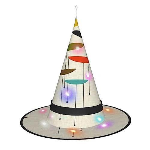Hgvcse Halloweenmid Century Moderne Drucke Hexenhut Party Led Steeple Top Kostüm Zubehör Weihnachten Geburtstag Faltbar Spitz von Hgvcse