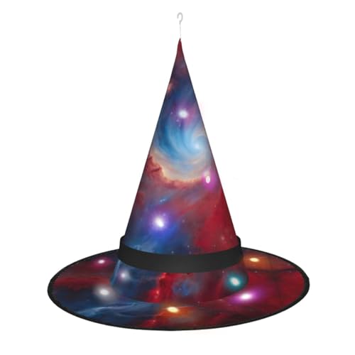Hgvcse Halloweenred Blaue Galaxie Hexenhut Party Led Steeple Top Kostüm Zubehör Weihnachten Geburtstag Faltbar Spitz von Hgvcse