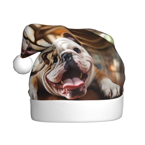 Hgvcse Weihnachtsmütze, Weihnachtsmann, lustige englische Bulldogge, Elfe, lustig, lustig, festlich, Party, Verkleidung, Winterdekoration von Hgvcse