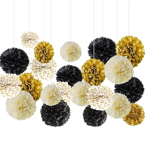 12 Er-Pack Seidenpapier Pompons 4 Farben Party Deko Pompoms 3 Größen Seidenpapier Pompons Deko Hochzeit Blumen Wanddeko Geeignet für Hochzeit Jubiläums dekoration von HhBdy