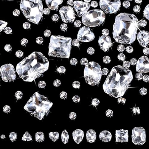 210 Kristalle Glitzersteine Zum Basteln Transparente Selbstklebende Strasssteine Verschiedene Formen Verzierungen Zum Basteln Geeignet für DIY-Kristalle Dekorieren Von Kleidung Taschen Und Schuhen von HhBdy