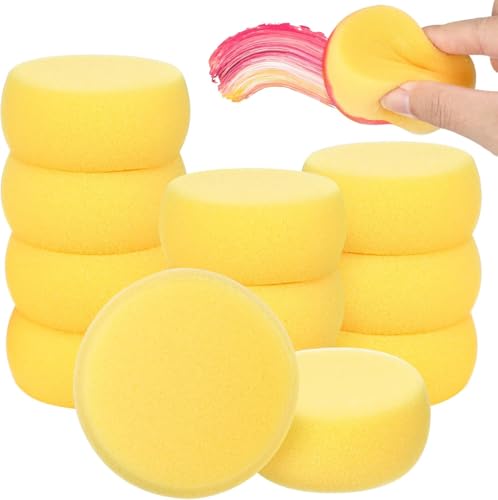 30 Stück Malschwamm, Gelb Runder Malschwamm, Handwerk Hobbys Malschwamm, Reinigung Synthetische Schwämme, Reinigung Kunst Schwämme Für Handwerk Farbe Gesichtsbemalung Hobbys(Gelb) von HhBdy