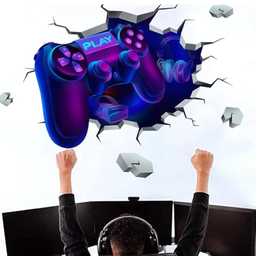 3D Wandtattoo Gamer, Wandtattoo Kinderzimmer Jungen, Bunte Gamer Poster, Videospiel Wandstikcer für Jugendzimmer Deko für Kinderzimmer Jungen Schlafzimmer Spielzimmer 80CMx60CM 3D Wandtattoo Gamer, Wandtattoo Kinderzimmer Jungen, Bunte Gamer Poster, Videospiel Wandstikcer für Jugendzimmer Deko für Kinderzimmer Jungen Schlafzimmer Spielzimmer 80CMx60CM von HhBdy