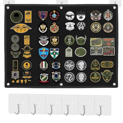 Kletttafel Patches Klett 60 x 45cm Taktische Militär Patch Holder Platte Klett, Wand Klettfläche Klettmatte Faltbar Organizer Display Tafel Mit Ösen für Abzeichen,Aufnäher,Aufkleber (Schwarz) von HhBdy