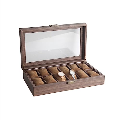 Hhaoran-9868 Uhrenbox Organizer 12-Gitter-Uhrenorganisatoren, Uhrenaufbewahrungsbox mit großer Kapazität, multifunktionale Schmuckschatulle (außer Uhren) Uhrenetui von Hhaoran-9868