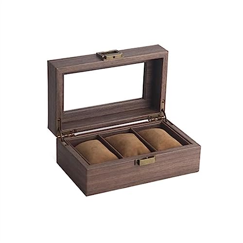Hhaoran-9868 Uhrenbox Organizer 3-Gitter-Uhrenaufbewahrungsboxen, staubdichte Glasuhren-Ausstellungsboxen, multifunktionale Schmuckschatullen (außer Uhren) Uhrenetui von Hhaoran-9868