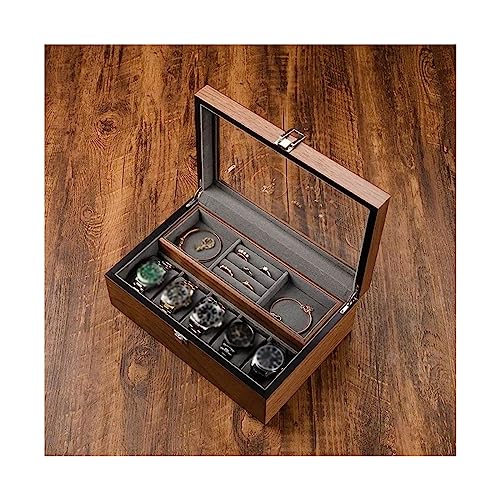 Hhaoran-9868 Uhrenbox Organizer Hochwertiger Walnuss-Schmuck, integrierte Uhren-Aufbewahrungsbox, großes Fassungsvermögen, Uhren-Organizer, Schmuck-Sortierbox (ohne Zubehör) Uhrenetui von Hhaoran-9868