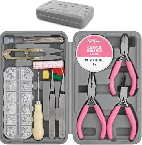 Hi-Spec 17-tlg. Schmuckherstellungsset und 600-tlg. Zubehörset – Zangen Set und Draht für handgemachte Armbänder, Halsketten und Ohrringe Hi-Spec 17-tlg. Schmuckherstellungsset und 600-tlg. Zubehörset – Zangen Set und Draht für handgemachte Armbänder, Halsketten und Ohrringe von Hi-Spec