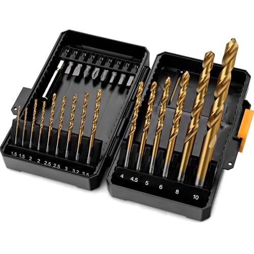 Hi-Spec 24-teiliges HSS-Metallbohrer-Set und 1/4" Sechskantschaft-Schraubendreher-Bitsatz – Kompakter Werkzeugkoffer für Bohrschrauber von Hi-Spec