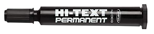 Hi-Text 830 Permanent Marker Permanent Packung mit 12 Markern Spitze Meißel Schwarz Permanent Tinte von Hi-Text