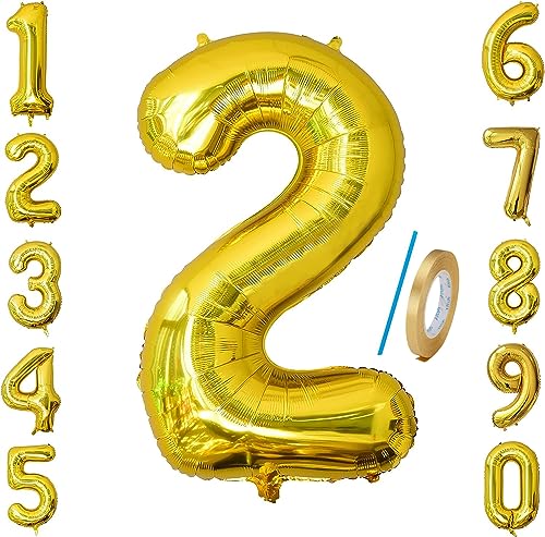 101,6 cm große Zahlenballons 2, Jumbo-Digital-Folien-Mylar-Ballon für Geburtstagsfeier, Hochzeit, Jahrestag, Feier, Dekoration von HiAoey