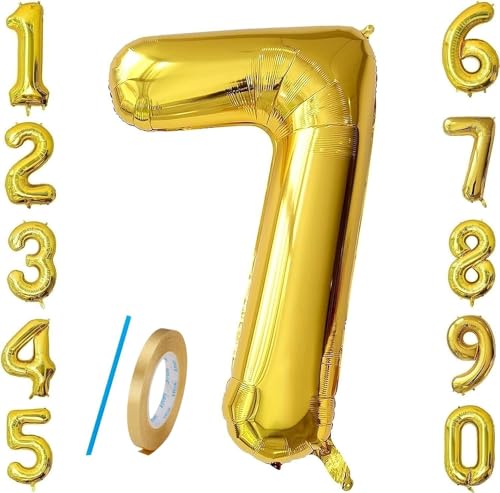 101,6 cm große Zahlenballons 7, Jumbo-Digital-Folien-Mylar-Ballon für Geburtstagsparty, Hochzeit, Jahrestag, Feier, Dekoration von HiAoey