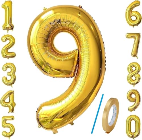 Number 0-9 Balloons Gold 40 inch, Jumbo Digital Foil Mylar Balloon for Birthday Party Wedding Anniversary Celebration Decoration Number 0-9 Balloons Gold 40 inch, Jumbo Digital Foil Mylar Balloon for Birthday Party Wedding Anniversary Celebration Decoration von HiAoey