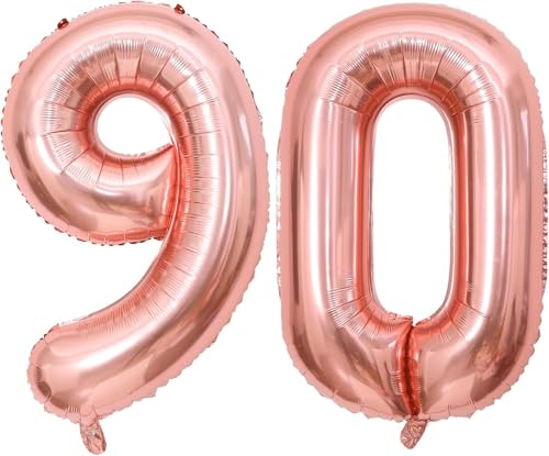Zahlenballons, Roségold, 101,6 cm, Jumbo-Folie, Mylar-Ballon für Geburtstagsfeier, Hochzeit, Jahrestag, Feier, Dekoration (Roségold 90) von HiAoey