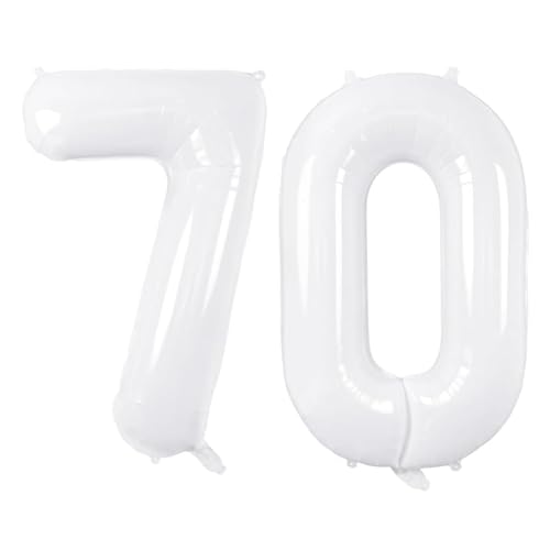 Zahlenballons, weiß, 101,6 cm, Jumbo-Folie, Mylar-Ballon für Geburtstagsfeier, Hochzeit, Jahrestag, Feier, Dekoration (weiß 70) von HiAoey