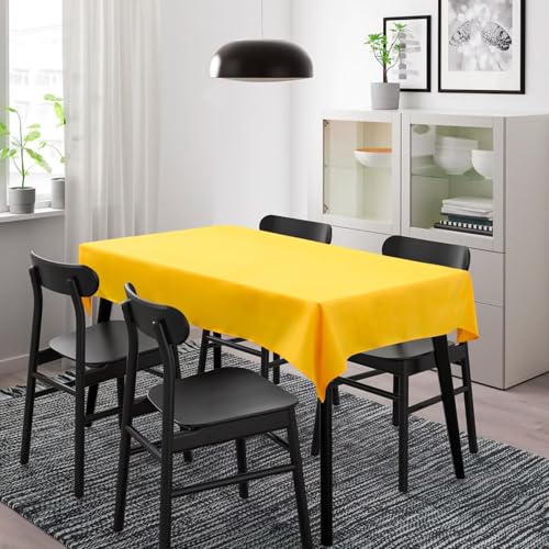 Tischdecke, 120 × 120cm, Gelb, Rechteckige Tischtuch, 100% Polyesterfaser, Einfarbig, Pflegeleicht Waschbar von HiBeauty PRO