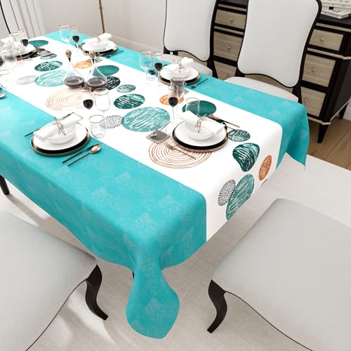 Tischdecke Rechteckige,Wasserdicht,Tischdecken aus PVC,Tischdecke für Esszimmer,Garten,Party,Hochzeiten oder Haushalt,Kreis Blau,140 x 260 cm Tischdecke Rechteckige,Wasserdicht,Tischdecken aus PVC,Tischdecke für Esszimmer,Garten,Party,Hochzeiten oder Haushalt,Kreis Blau,140 x 260 cm von HiBeauty PRO