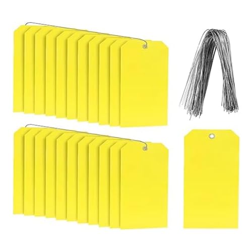 HiCOZZIE 100 Stück 15,9 cm x 7,9 cm Kunststoff-Versandetiketten mit Draht, strapazierfähige und beschreibbare Hängeetiketten, Versandetiketten für Ausrüstung, Autoteile, Zubehör und Teile von HiCOZZIE