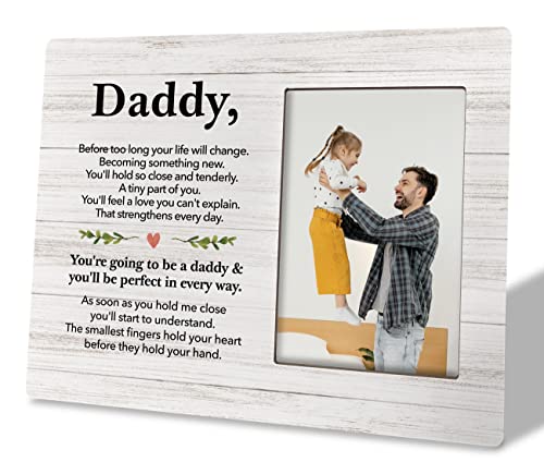 Bilderrahmen mit Aufschrift "Dad to Be", "You are Going to Be a Daddy", Holz-Bilderrahmen-Geschenk, Schwangerschaftsankündigung, vor der Geburt, Geschenk zum ersten Vatertag für neuen Vater von HiLus