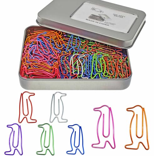 Niedliche Büroklammern, verschiedene Größen, Tier-Pinguin-Form, dekorative Büroklammern, Pinguin-Geschenkidee, 120 Stück von HiQin