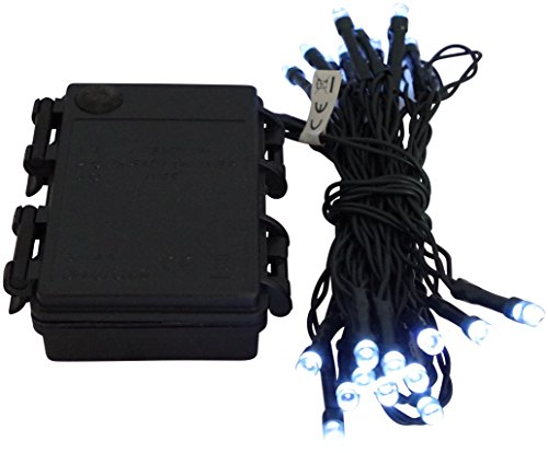 Led Lichterkette Batterie 24 48 96 mit Timer schwarzes Kabel für innen und außen (24er kaltweiß) von HiT
