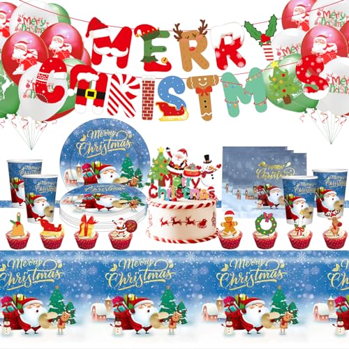 Hiaktnlh Weihnachts partygeschirr，weihnachts partygeschirr set，weihnachten deko kindergeburtstag,designed christmas geschirr set für zuhause, party supplies (SHENGDANJIE-D4) von Hiaktnlh