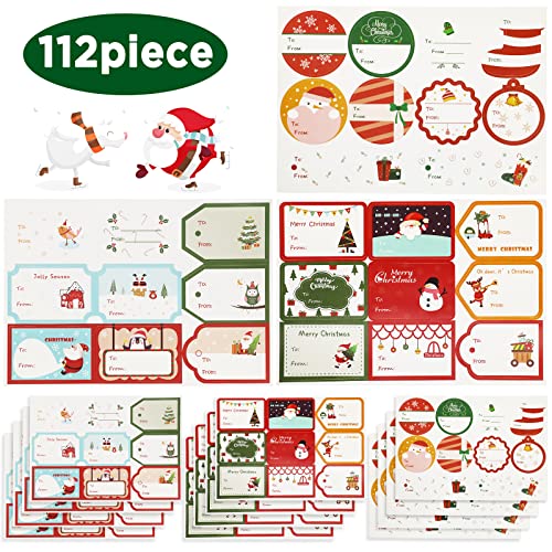 Hianjoo 112 Stück 12 Blätter Weihnachtsaufkleber Etiketten Selbstklebend zum Beschriften, Weihnachten Geschenkaufkleber Sticker für Scrapbooking, Weihnachtskarten, Adventskalender Selber Basteln Hianjoo 112 Stück 12 Blätter Weihnachtsaufkleber Etiketten Selbstklebend zum Beschriften, Weihnachten Geschenkaufkleber Sticker für Scrapbooking, Weihnachtskarten, Adventskalender Selber Basteln von Hianjoo