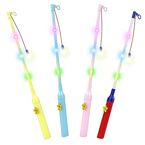 Hianjoo Laternenstab 50cm mit LED für St Martin, [4 Pack] Mehrfarbige LED Elektronischer Laternenstab für Partys, Garten, Kostümpartys, Halloween, Weihnachten und Mehr von Hianjoo